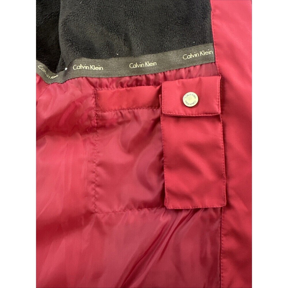Calvin Klein Down Puffer Coat Zip Red Fleece Lined Pocket Insulated Women Medium - Picture 8 of 16